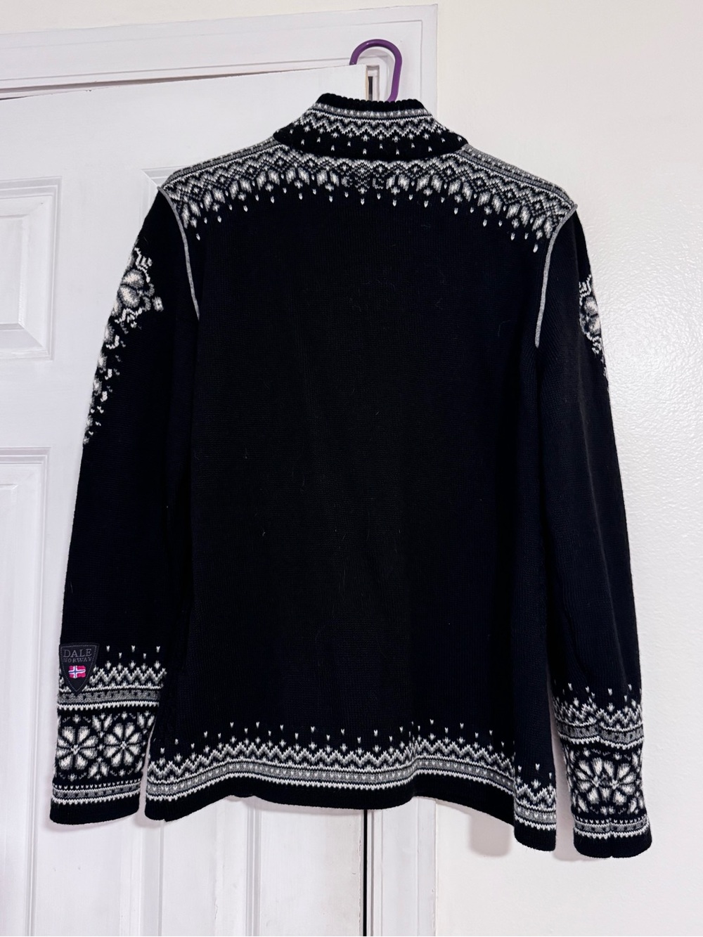 Dale of Norway 100% Wool Double Zip-Up Nordic fair isle Sweater Cardigan L - Picture 4 of 13